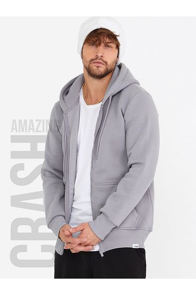 AMAZING CRASH Γκρι Unisex Φούτερ με κουκούλα με τρεις κλωστές