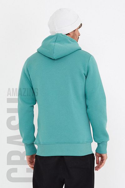 AMAZING CRASH Βασικό φούτερ Water Green Unisex με κουκούλα με τρία κλωστές
