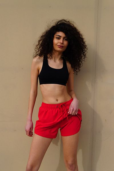 Miami Beach Women's Red Solid Color Quick Drying Fabric Mini Length Shorts Skirt Swimsuit Swim Shorts