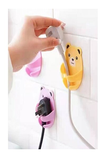 İNDİRİM PRO Teddy Bear Patterned Multi-Purpose 4-Piece Plug Holder