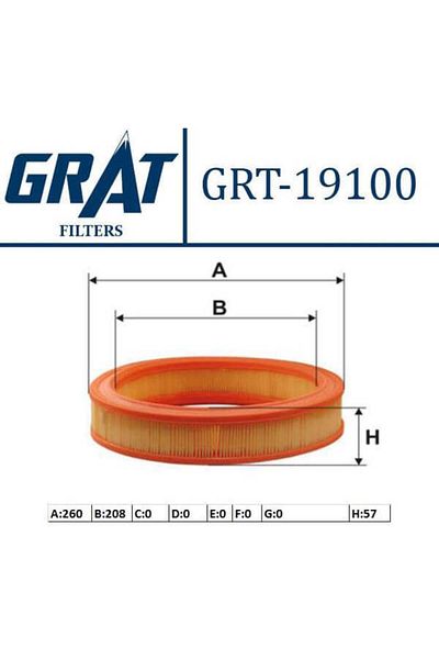 GRAT 19100 Model Air Filter - 87-95 Anti Felicia and Taunus 1.3 1.6 2.0
