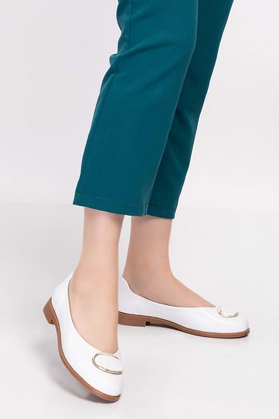 Gondol Balerini casual damă din piele naturală Vdt.850 - alb - 37