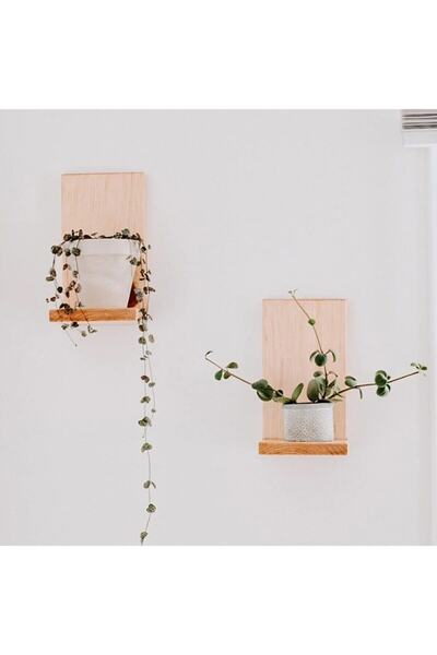 Genel Markalar Masif Ahşap Duvar Çiçek, Mumluk Rafı, Balkon Duvar Rafı 2 Adet