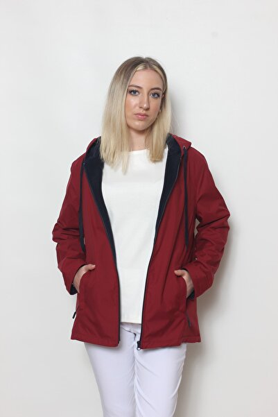 Cottoncool Women's Claret Red Fleece Coat