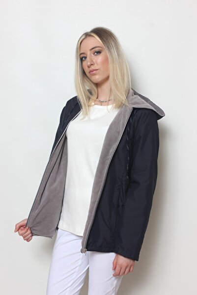 Cottoncool Women's Navy Blue Fleece Coat