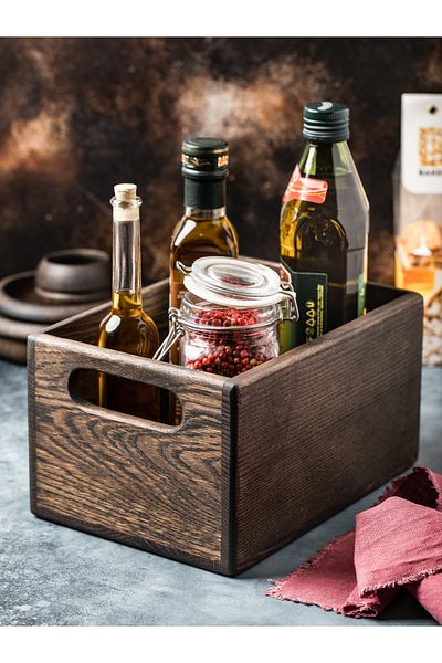 Esci Design Wooden Storage Box - Wooden Desktop Organizer - Wooden Case - Wooden Basket