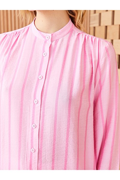 LC Waikiki LCW Modest Judge gallérral csíkos, hosszú ujjú női tunika