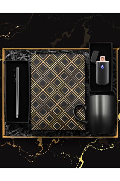 vegahediye v vega Dokunmatik Siyah Şarjlı Usb Çakmak Roller Kalem Siyah Defte...