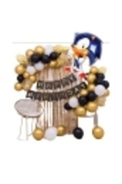 MFM مجموعة بالونات على شكل سلسلة من رقائق معدنية بتصميم سونيك للحفلات