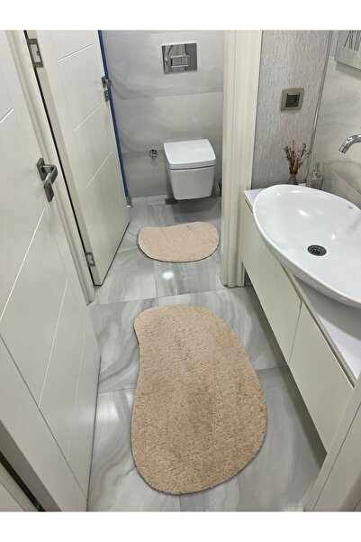 Shal&Shal Laser Cut 2-Piece Bath Mat Mink Plush Carpet Curve Model