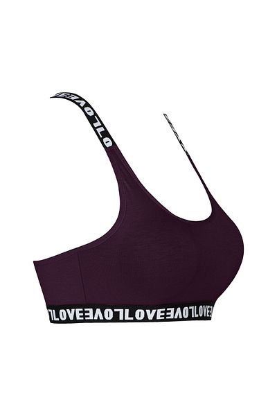 HNX Purple Love Elastic Cross Strap Sports Bra
