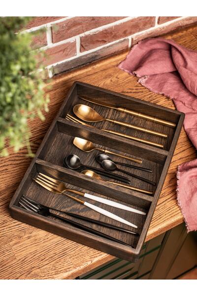 Esci Design Wooden Fork, Knife Spoon Organizer - Drawer Organizer Spoon Holder - Wooden Decorative Box - Desktop Organizer