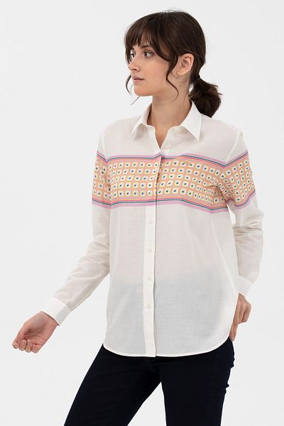 U.S. Polo Assn. Porı Γυναικείο πουκάμισο από βαμβάκι με κανονική εφαρμογή με οριζόντιο γεωμετρικό σχέδιο