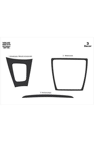meriç cockpit design ميريتش ®   فولفو S60 / V70 توربيدو أمامي مطلي بالكربون 3...