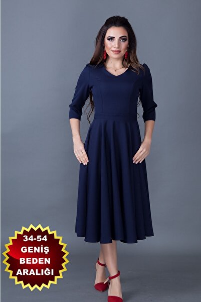 lovebox فستان نسائي مرن من القماش الأطلس وجيب مفصل ورقبة على شكل حرف V وأكمام...