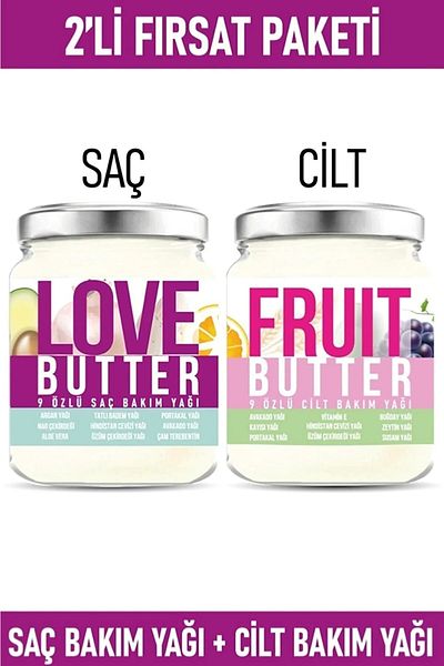 LOVE BUTTER Hair Care Oil 190ml & Fruit Butter Skin Care Oil 190ml Hair & Skin Care Set