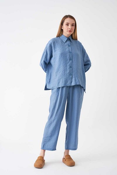 Mevra Elastic Waist Modal Trousers Indigo