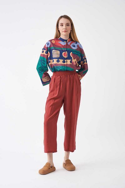 Mevra Elastic Waist Modal Trousers Dried Rose
