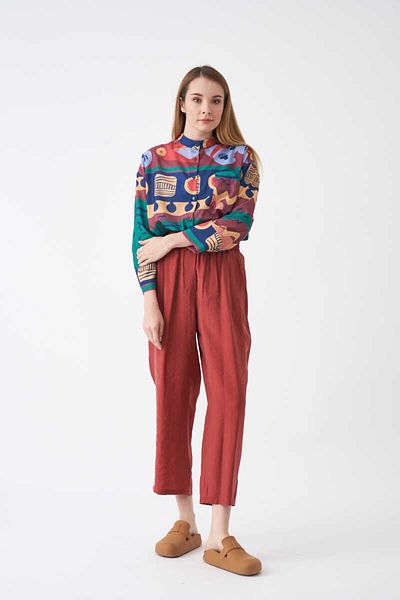 Mevra Elastic Waist Modal Trousers Dried Rose