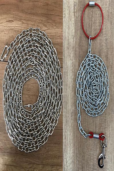 LİDERSAN ÇELİK Dog Tethering Chain Mm 3 Meters 2 Screw Carabiners (85 KG) 1 Meter Traveling Tethering Chain 2 Li