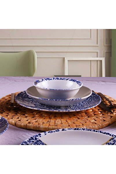 Tulü Porselen Blue Colors Klasik 24 Parça Yemek Takımı - Db1337