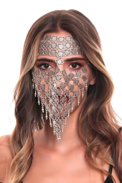 LABALABA Kadın Antik Gümüş Kaplama Ayarlanabilir El Yapımı Peçe