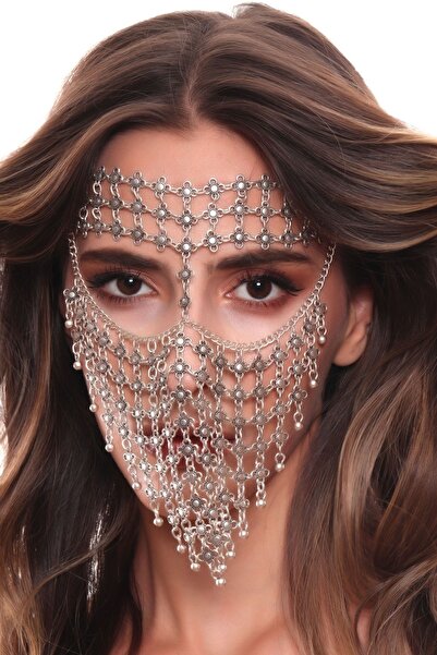 LABALABA Kadın Antik Gümüş Kaplama Ayarlanabilir El Yapımı Peçe