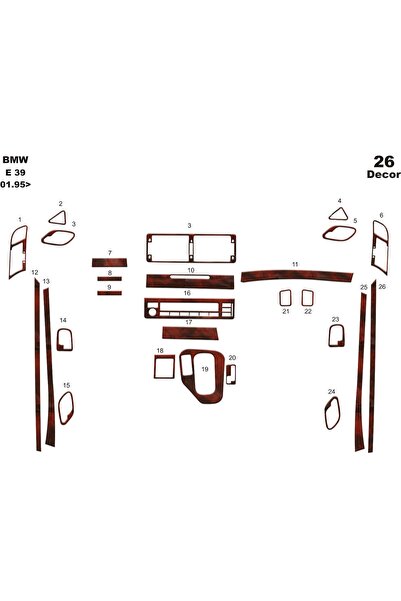 meriç cockpit design Meriç® Bmw 5 Seri E39 Ön Torpido Kaplama Maun 26 Parça 1...