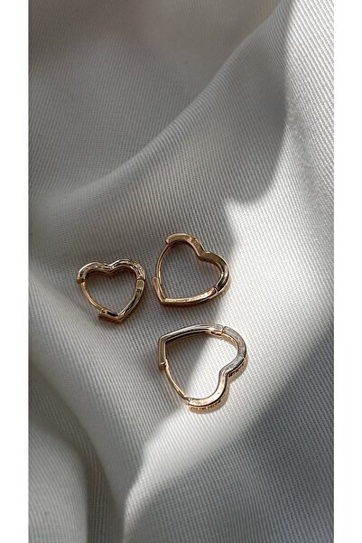 Vi store Altın Kaplama Taşlı Kalp 3’lü Küpe Seti