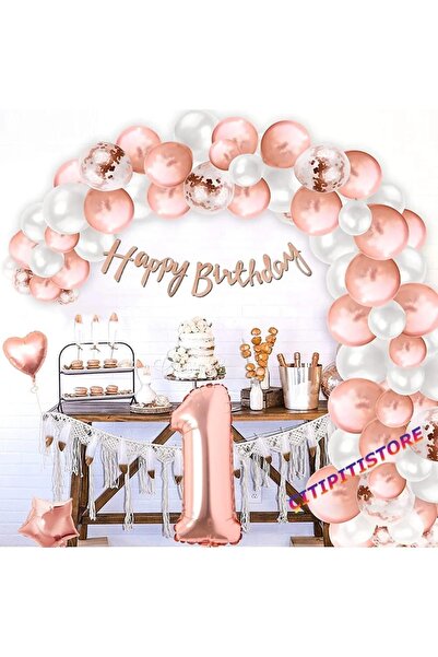 DÜVENCİ TİCARET Lanț de baloane de lux de 1 an Çıtıpıstore cu aur roz