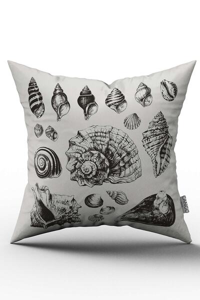 Cango Home Двосторонній біло-чорний чохол для подушки з цифровим принтом у вигляді морської мушлі - Otyk747-ct