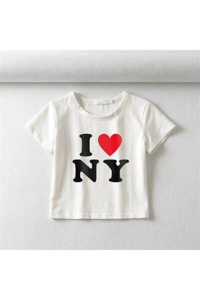 Touz Eyl I Love Ny принтована біла кроп