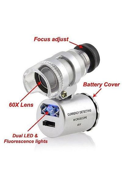 Bosile 60X Mini Pocket - Microscope Jeweler Loupe Led Light