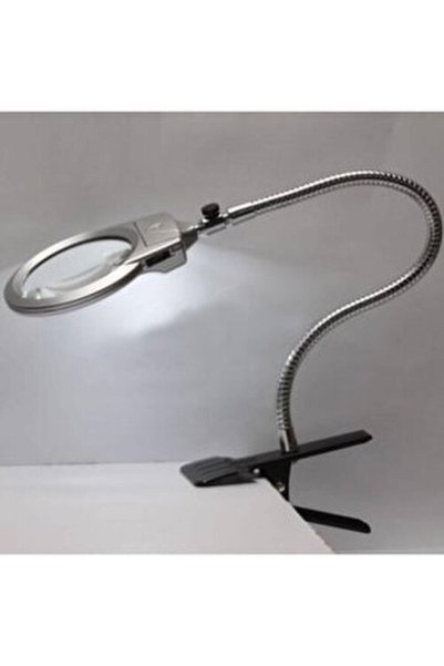 Bosile Işıklı Büyüteç Tamirci Büyüteci Çalışma Lambası Lup Mercek 130mm