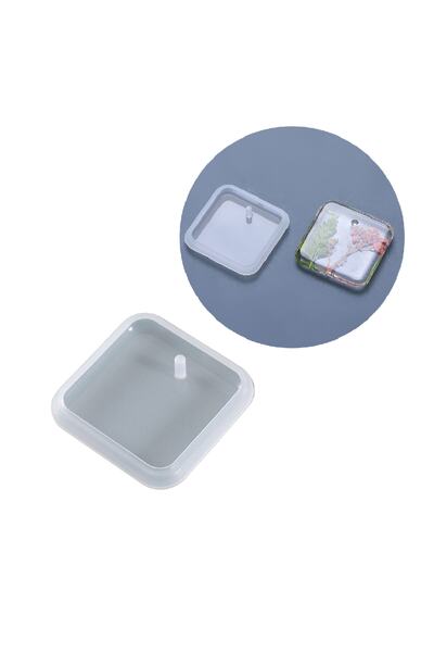 Getshop Alışveriş Pazarı Epoksi Kenarı Bombeli Tekli Kare Kolye Kalıbı