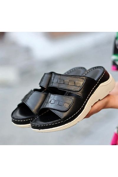 Dünya Shoes Genuine Leather Women's Slippers