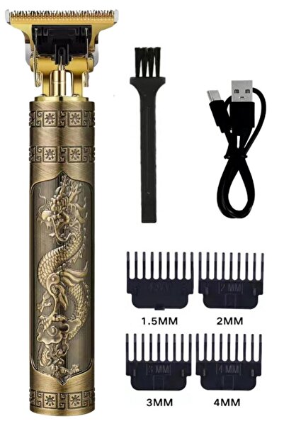 Buffer ® Vintage Görünümlü Güçlü 4 Farklı Başlıklı Usb Şarjlı Manuel Tıraş Makinası