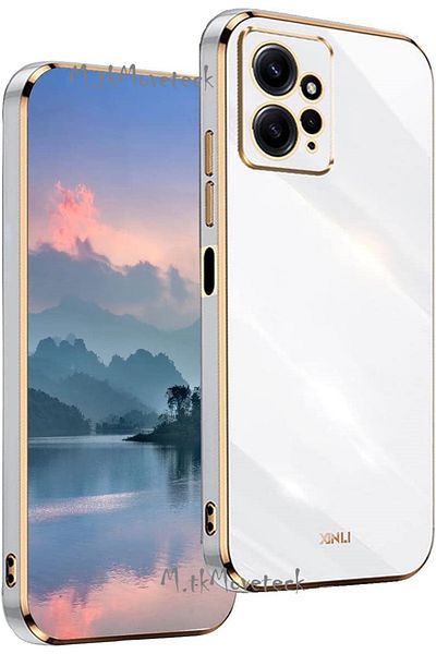 m.tk moveteck حافظة لهاتف Xiaomi Redmi Note 12 4G مع حماية للكاميرا، غطاء من السيليكون الناعم باللون الذهبي اللامع مع حافة ذهبية