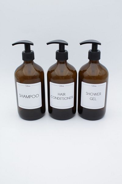 zezedesing Amber Glass Shampoo-hair Conditioner-Shower Gel Μπουκάλι 500ml