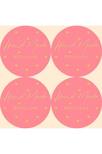 gg gençgirişimci Coated Sticker-hand Made With Love- (3x3cm) 50 Pieces