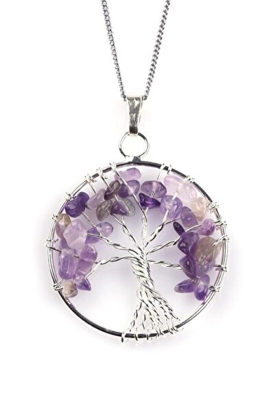 Ecelike Ametist Hayat Ağacı Kolye