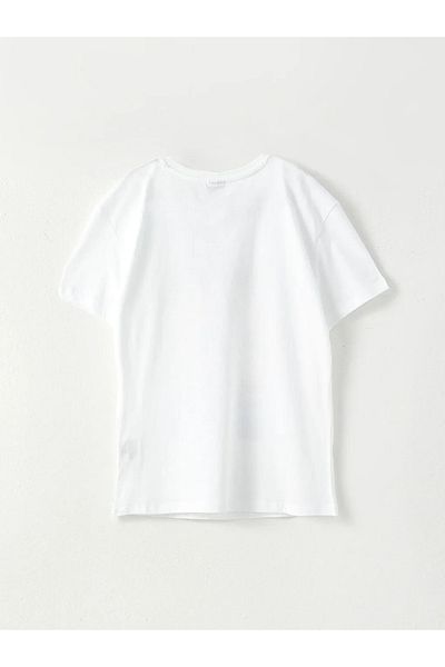 LC Waikiki Tricou pentru fetiță, din bumbac, cu mânecă scurtă, cu gât crew, imprimat Lcw