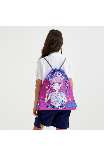 Coral High Copii Mov Roz Albastru K-pop Rucsac cu șnur cu model 22477