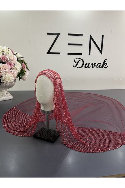 ZEN DUVAK Nakışlı Bordo Duvak