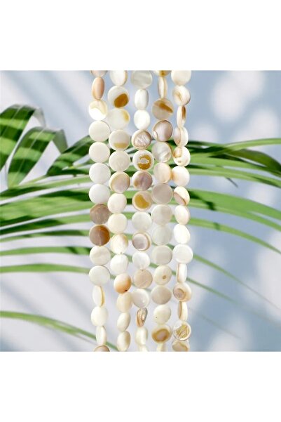 RLX BUJİTERİ Beyaz Yuvarlak Sedef Doğal Taş Dizisi 8 Mm