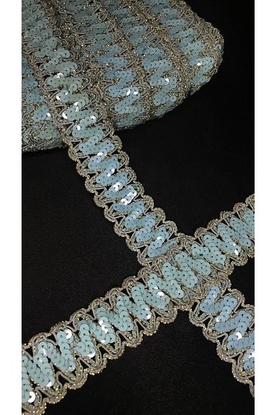 Ozpas Blue Sequin Decorative Strip 3cm Width 2meters