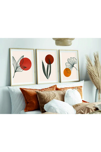 woodhomeworks Ahşap Çerçeveli Minimalist 3’lü Tablo qmrc