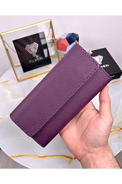 Fil Deri Lux Stitched - Wallet with Phone Compartment