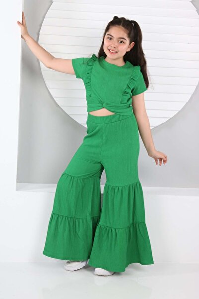 İ&K ŞIMARIK KİDS Flared Leg Trousers Frilled Blouse Double Suit