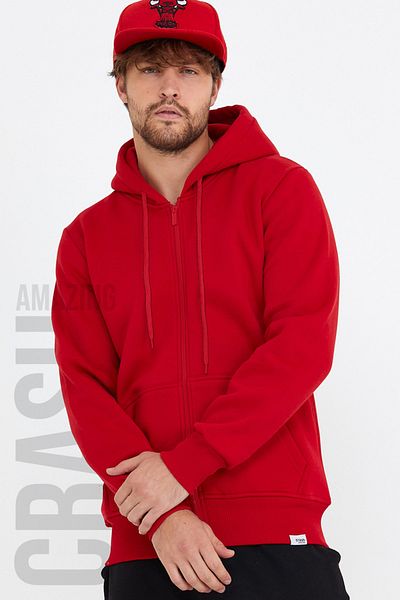 AMAZING CRASH Red Unisex Hooded Three Thread Basic Sweatshirt